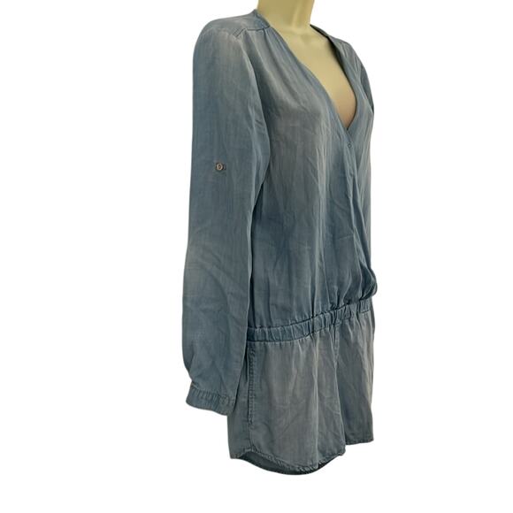 Anthropologie Cloth & Stone chambray romper Woman’s Size S Convertible Sleeve - Picture 4 of 16